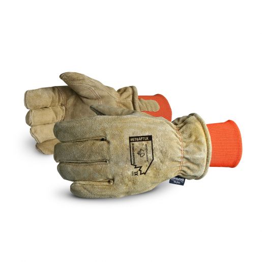 #678AFTLK Superior Glove® SnowForce™ Brown Split Leather Thinsulate™ Lined Freezer Gloves